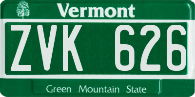 VT license plate ZVK626