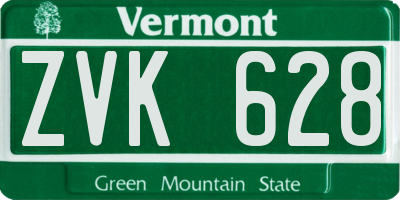 VT license plate ZVK628
