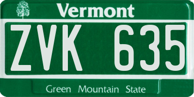 VT license plate ZVK635