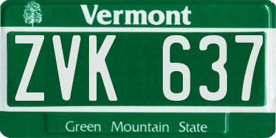 VT license plate ZVK637