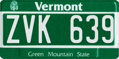 VT license plate ZVK639