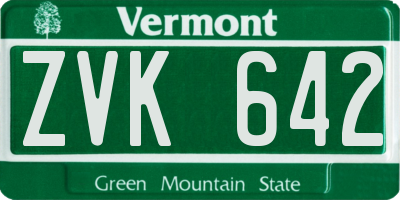 VT license plate ZVK642