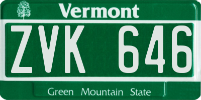 VT license plate ZVK646