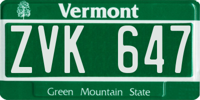 VT license plate ZVK647