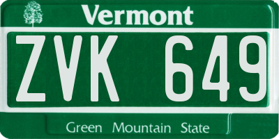VT license plate ZVK649