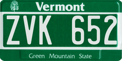 VT license plate ZVK652