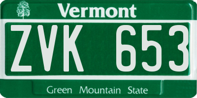 VT license plate ZVK653