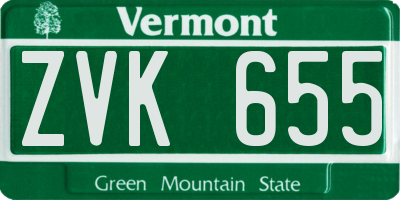 VT license plate ZVK655