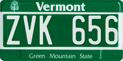 VT license plate ZVK656