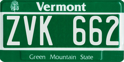 VT license plate ZVK662