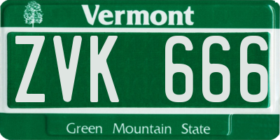 VT license plate ZVK666