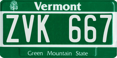 VT license plate ZVK667