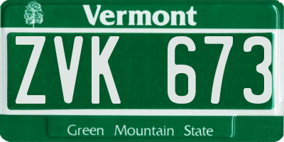VT license plate ZVK673