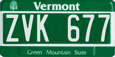 VT license plate ZVK677