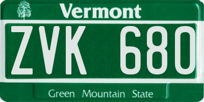 VT license plate ZVK680