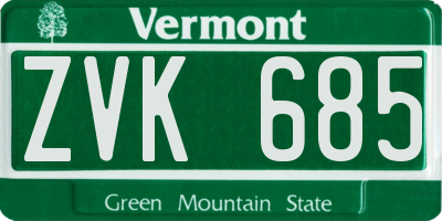 VT license plate ZVK685