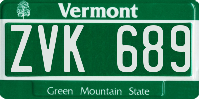 VT license plate ZVK689