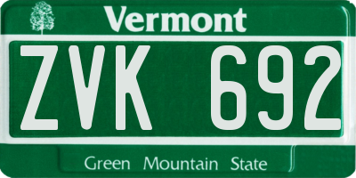 VT license plate ZVK692