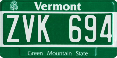 VT license plate ZVK694