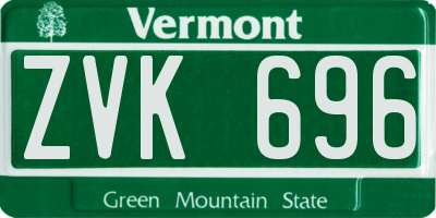 VT license plate ZVK696