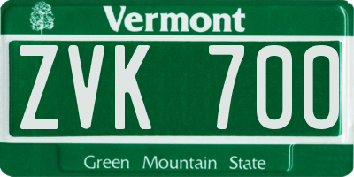 VT license plate ZVK700