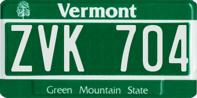 VT license plate ZVK704