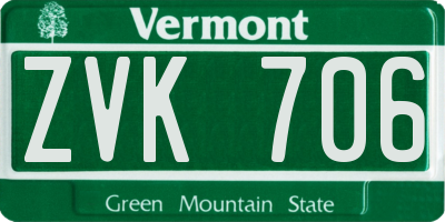 VT license plate ZVK706