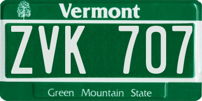VT license plate ZVK707