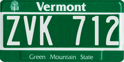 VT license plate ZVK712