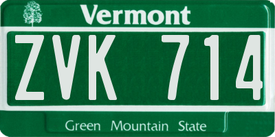 VT license plate ZVK714