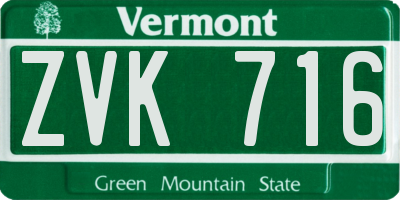 VT license plate ZVK716