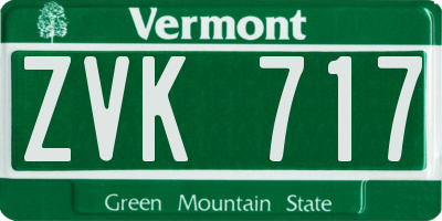 VT license plate ZVK717