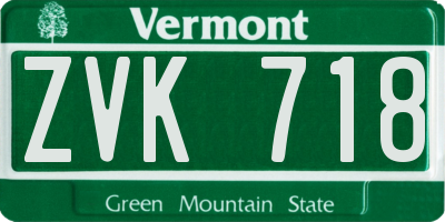 VT license plate ZVK718