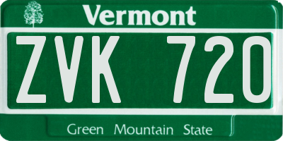 VT license plate ZVK720