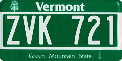 VT license plate ZVK721
