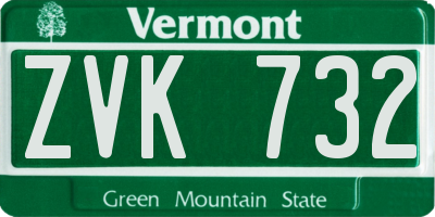 VT license plate ZVK732