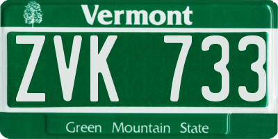 VT license plate ZVK733