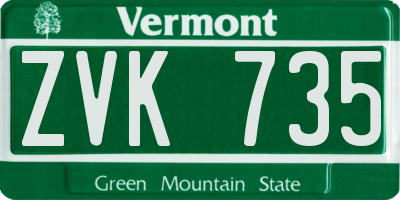 VT license plate ZVK735