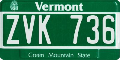 VT license plate ZVK736