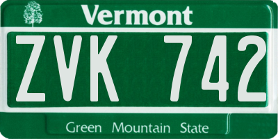 VT license plate ZVK742