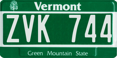 VT license plate ZVK744