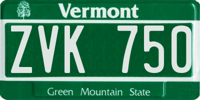VT license plate ZVK750