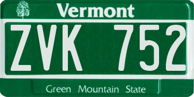 VT license plate ZVK752