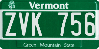 VT license plate ZVK756