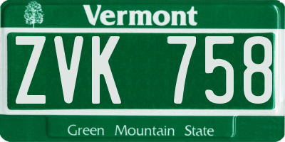 VT license plate ZVK758