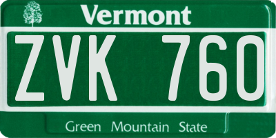 VT license plate ZVK760