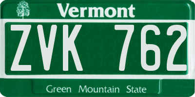VT license plate ZVK762