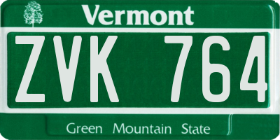 VT license plate ZVK764