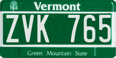 VT license plate ZVK765