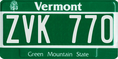 VT license plate ZVK770
